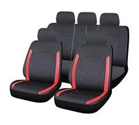 CAR+ SCN012R Naples Stitching Seat Covers 12-Piece Set, Black/Red