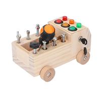 Car Screwdriver Board Set, Educational Pine Wood Montessori Wooden Busy Truck Board Kids Tools with Switch and Screwdriver Tools Educational Learning Toy Improves Fine Motor Skills