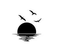 Car Sea Sunrise Styling Decor Stickers for SUV Camper RV Van Motorhome Caravan Vinyl Decal Decoration Accessories Car Sticker(Black,35X37.4CM)