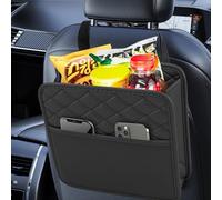 Car Seat Back Hanging Bag,Leather Back Seat Organiser and Storage Back Seat,Multi-Pocket Storage Box Organizer for Trash Phones Documents kids,Auto Seats Hanging Organizers for Travel Tidy (Black)