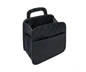 Car Seat Back Organizer PU Foldable Multi-Pocket Trash Bag Holder | Faux Leather PU material easy to wipe clean fits cars trucks SUVs folds for quick storage multiple compartments for