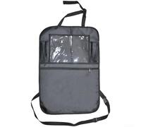 Car Seat Back Organizer with Kick-Proof Function, Oxford Storage Bag for iPad and Essentials, Adjustable Straps for Most Vehicles, Black, 62x42cm