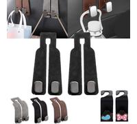Car Seat Back Storage Hook - Double Hook Holder for Convenient Storage, Tekiep Car Seat Hooks, Car Purse Hook for Purses and Bags (2*Black)