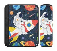 Car Seat Belt Covers 2 Pack Breathable Child Safety Seat Shoulder Strap Cover for Adults Youth Kids S Space Astronaut Fun