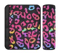 Car Seat Belt Covers 2 Pack Breathable Seat Belt Shoulder Strap Covers Pad for Adults and Kids M Colorful Leopard Black Pattern