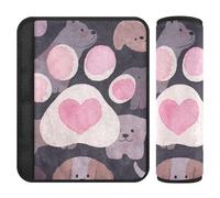 Car Seat Belt Covers 2 Pack Breathable Seat Belt Shoulder Strap Covers Pad for Adults and Kids S Dog Paw & Faces