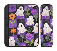 Car Seat Belt Covers 2 Pack Soft Baby Seat Shoulder Strap Cover for Adults and Kids S Ethereal Form Flower Purple Pattern