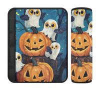 Car Seat Belt Covers 2 Pack Soft Backpack Shoulder Strap Pad Cover for Adults and Kids M Halloween Dancing Pumpkin Ghosts Owl Skull