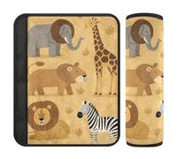 Car Seat Belt Covers 2 Pack Soft Backpack Shoulder Strap Pad Cover for Adults and Kids M Savannah Animal Pattern