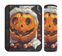 Car Seat Belt Covers 2 Pack Soft Backpack Shoulder Strap Pad Cover for Adults Youth Kids S Pumpkin Ethereal Form Candy Halloween
