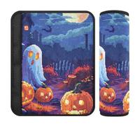 Car Seat Belt Covers 2 Pack Soft Camera Bag Strap Cover for Adults Child Kids S Halloween Pixel Pumpkins and Ghosts