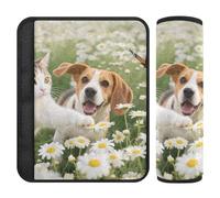 Car Seat Belt Covers 2 Pack Soft Car Safety Seat Belt Strap Shoulder Pad for Adults Youth Kids S Dog Cat Flower Art