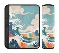 Car Seat Belt Covers 2 Pack Soft Car Safety Seat Belt Strap Shoulder Pad for Women Men Kids M Wave Cloud Colorful Art