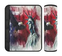 Car Seat Belt Covers 2 Pack Soft Child Safety Seat Shoulder Strap Cover for Women Men Kids M USA Presidents Day Flag & Lady Liberty