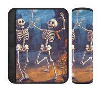 Car Seat Belt Covers 2 Pack Soft Seat Belt Shoulder Strap Covers Pad for Adults Child Kids M Dancing Skeletons Halloween