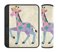 Car Seat Belt Covers 2 Pack Soft Seat Belt Shoulder Strap Covers Pad for Adults Child Kids M Giraffe Blush Green Pattern