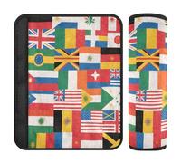 Car Seat Belt Covers 2 Pack Soft Seat Belt Shoulder Strap Covers Pad for Adults Youth Kids S Multi - Nation Flags Collage