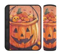 Car Seat Belt Covers 2 Pcs Breathable Auto Seatbelt Shoulder Pad for Adults and Kids M Pumpkin Ethereal Form Candy Halloween