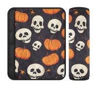 Car Seat Belt Covers 2 Pcs Breathable Auto Seatbelt Shoulder Pad for Adults Youth Kids S Funny Skeletons Pumpkins Pattern Black