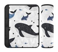 Car Seat Belt Covers 2 Pcs Breathable Baby Seat Shoulder Strap Cover for Adults Child Kids S Whale Sea Repeat Art