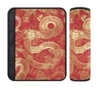 Car Seat Belt Covers 2 Pcs Breathable Baby Seat Shoulder Strap Cover for Adults Youth Kids S Dragon Red Gold Pattern