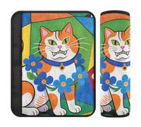 Car Seat Belt Covers 2 Pcs Breathable Camera Bag Strap Cover for Adults Youth Kids S Colorful Cat Collage
