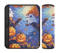 Car Seat Belt Covers 2 Pcs Breathable Car Safety Seat Belt Strap Shoulder Pad for Adults Child Kids S Halloween Pixel Pumpkins and Ghosts