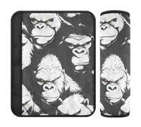 Car Seat Belt Covers 2 Pcs Breathable Seat Belt Shoulder Strap Covers Pad for Adults Youth Kids S Gorilla Black White Pattern