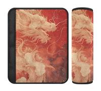 Car Seat Belt Covers 2 Pcs Soft Backpack Shoulder Strap Pad Cover for Adults Child Kids M Dragon Red Background Art