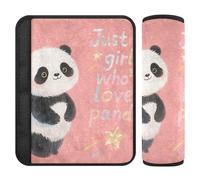 Car Seat Belt Covers 2 Pcs Soft Backpack Shoulder Strap Pad Cover for Adults Child Kids S Panda Girl Blush Print