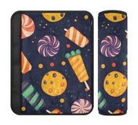 Car Seat Belt Covers 2 Pcs Soft Backpack Shoulder Strap Pad Cover for Women Men Kids S Halloween Sweet Candy Pattern