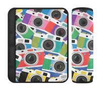 Car Seat Belt Covers 2 Pcs Soft Car Safety Seat Belt Strap Shoulder Pad for Adults and Kids M Camera Colorful Repeat Pattern