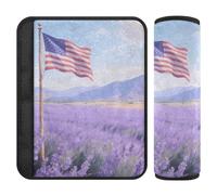 Car Seat Belt Covers 2 Pcs Soft Car Safety Seat Belt Strap Shoulder Pad for Adults Youth Kids S Lavender Field & Flag