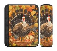Car Seat Belt Covers 2 Pcs Soft Child Safety Seat Shoulder Strap Cover for Adults and Kids M Autumn Turkey Welcome Art