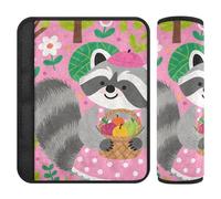 Car Seat Belt Covers 2 Pcs Soft Child Safety Seat Shoulder Strap Cover for Adults Youth Kids S Raccoon Garden Repeat