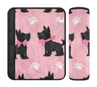 Car Seat Belt Covers 2 Pcs Soft Seat Belt Shoulder Strap Covers Pad for Adults Child Kids M Black Dog Blush Background