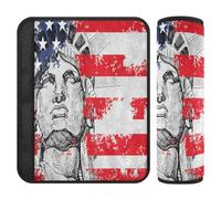 Car Seat Belt Covers 2 Piecing Breathable Auto Seatbelt Shoulder Pad for Women Men Kids M USA - Statue of Liberty & Stars - Stripes