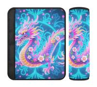 Car Seat Belt Covers 2 Piecing Breathable Camera Bag Strap Cover for Women Men Kids M Neon Dragon Fantasy