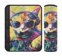 Car Seat Belt Covers 2 Piecing Breathable Seat Belt Shoulder Strap Covers Pad for Women Men Kids M Cat Dj Art Print