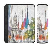 Car Seat Belt Covers 2 Piecing Soft Auto Seatbelt Shoulder Pad for Adults and Kids S Half - Mast Flags & Urban Architecture