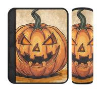 Car Seat Belt Covers 2 Piecing Soft Backpack Shoulder Strap Pad Cover for Adults Youth Kids S Halloween Pumpkin Lantern