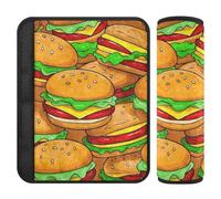 Car Seat Belt Covers 2 Piecing Soft Backpack Shoulder Strap Pad Cover for Women Men Kids M Burger Repeat Food Print