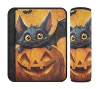 Car Seat Belt Covers 2 Piecing Soft Camera Bag Strap Cover for Adults and Kids M Happy Halloween Bat Pumpkin