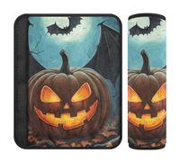 Car Seat Belt Covers 2 Piecing Soft Child Safety Seat Shoulder Strap Cover for Adults and Kids M Happy Halloween Bat Pumpkin