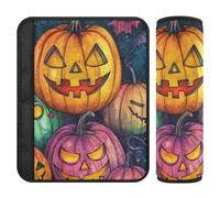 Car Seat Belt Covers 2 Piecing Soft Child Safety Seat Shoulder Strap Cover for Women Men Kids M Multicolored Happy Halloween Pumpkins