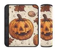 Car Seat Belt Covers 2 Piecing Soft Seat Belt Shoulder Strap Covers Pad for Women Men Kids S Happy Halloween Pattern Pumpkin and Hazelnut