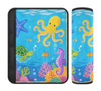 Car Seat Belt Covers Set of 2 Breathable Child Safety Seat Shoulder Strap Cover for Adults Youth Kids S Animal sea Sea Creature Art