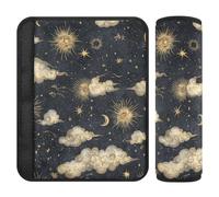 Car Seat Belt Covers Set of 2 Breathable Seat Belt Shoulder Strap Covers Pad for Adults and Kids S Celestial Cloud Pattern