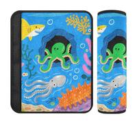 Car Seat Belt Covers Set of 2 Soft Auto Seatbelt Shoulder Pad for Women Men Kids S Ocean Creature Cave Fun