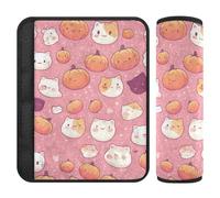 Car Seat Belt Covers Set of 2 Soft Camera Bag Strap Cover for Adults Child Kids S Halloween Pumpkin Cat